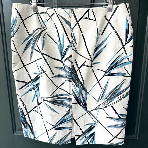 White House Black Market Sz 10 Pique Cotton Skirt Cream w/ Summer Tropic Print - Picture 4 of 6